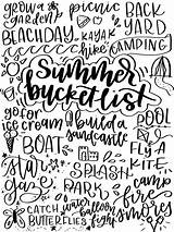 Bucket List Summer Hand Printable Lettered Blank Complete sketch template