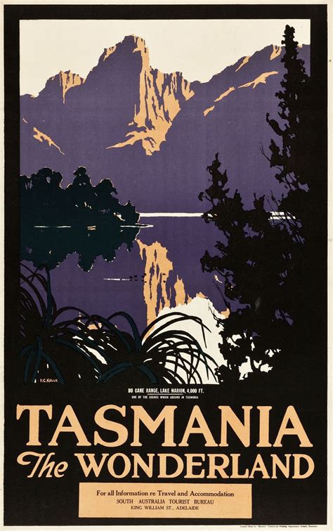 tasmania  wonderland travel poster south australian tourist bureau
