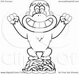 Orangutan Bananas Cartoon Monkey Standing Coloring Clipart Thoman Cory Outlined Vector 2021 sketch template