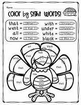 Thanksgiving Coloring Pages Sight 1st Words Theme Pre Color Preview sketch template