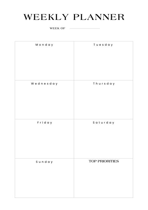 weekly blank calendar printable printable template calendar