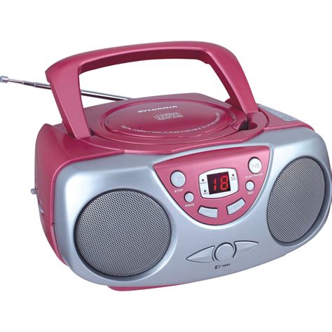 sylvania srcd portable cd player  amfm radio boombox pink buy   united arab