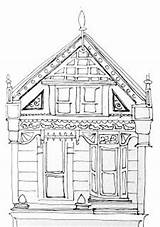Coloring Porch House Pages Victorian Colouring Illustrations Houses Drawings Architecture 08kb 320px Homes Glitter sketch template