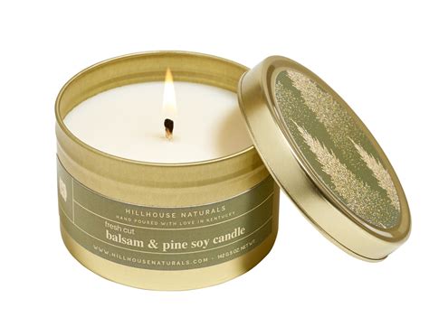 fresh cut balsam and pine in gold candle tin 5oz ctn 6