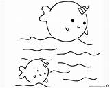 Coloring Pages Cute Narwhals Two Printable Kids Bettercoloring sketch template