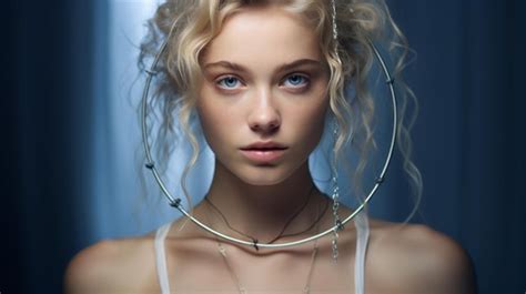 Premium Ai Image Beautiful Tender Girl With Blue Eyes And A Metal