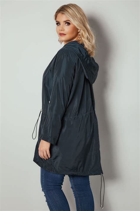 navy lightweight hooded parka jacket  size