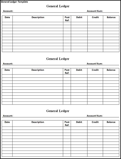 general ledger template  word templates