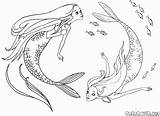 Mermaids Coloring Swimming Pages Colorkid Sirens раскраски для принцесс маленьких Su sketch template