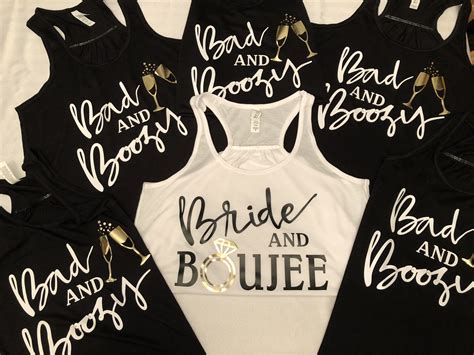 Bride And Boujee Bad And Boozy Bachelorette Tanks Funny Bachelorette
