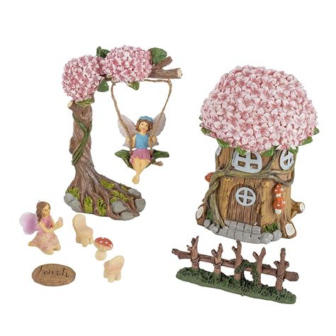 fairy garden kit  piece miniature tree house  fairy figurines