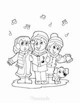 Coloring Singing Preschoolers Carolers Pdfs sketch template