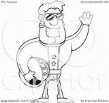Strong Cartoon Dare Devil Waving Helmet Holding Man His Clipart Outlined Coloring Vector Cory Thoman sketch template