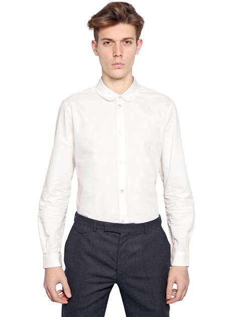 lyst carven oxford cotton round collar shirt in white for men