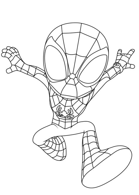 spidey puts  hand   ground coloring page