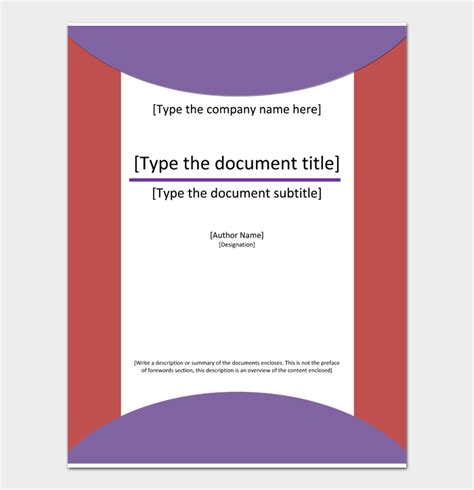 cover page templates  samples   ms word