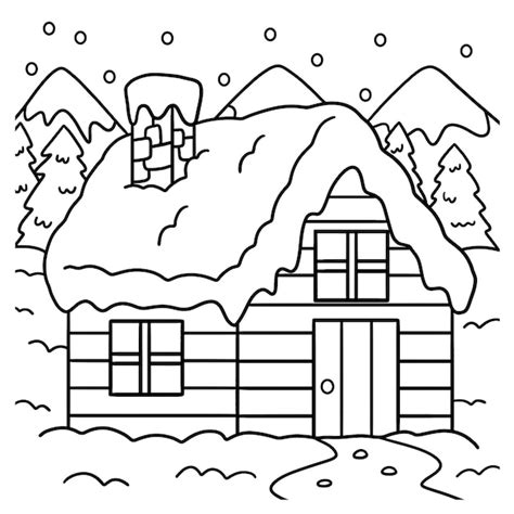 premium vector winter house coloring page  kids