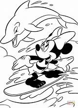 Coloring Minnie Pages Dolphin Mouse Jumping Surfing Over sketch template