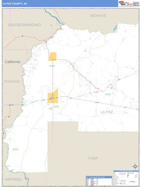 La Paz County Arizona Zip Code Wall Map