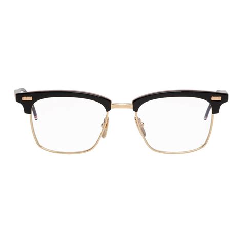 thom browne black and gold square tb 711 glasses for men lyst