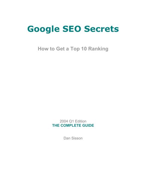 google seo secret guide