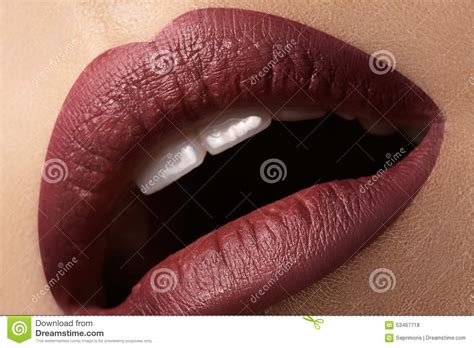 bacio sexy trucco lucido degli orli vinosi di modo fotografia stock immagine di bello