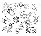 Insectos Insecto Conjunto Infantiles Faciles Mille Pattes Historieta Animalitos Istockphoto Caracol Drawings Vectores Similares sketch template
