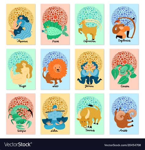 zodiac signs vertical cards royalty  vector image