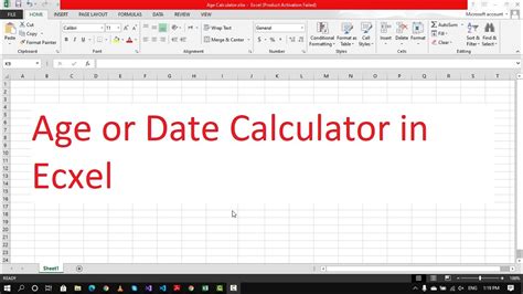 date calculator  excel youtube