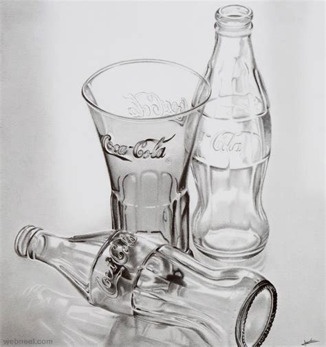 Glass Bottle Realistic Pencil Drawing By Anais Forterre 27