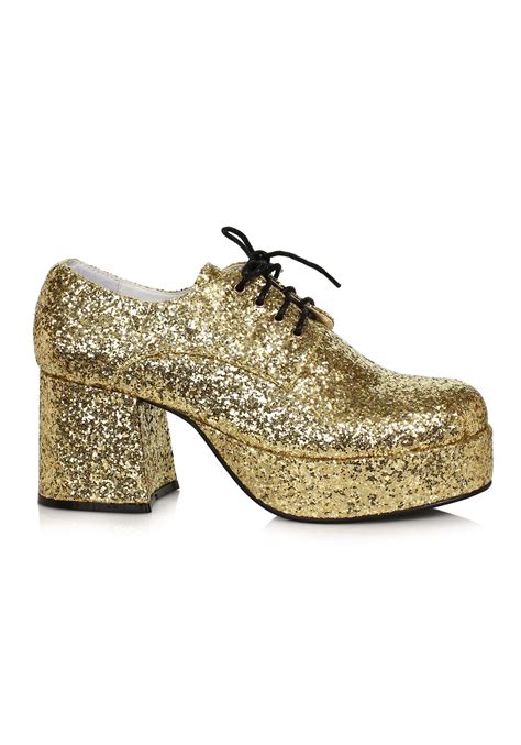 gold mens glitter platform shoes