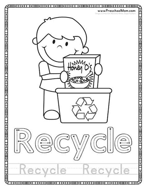 recycling bin coloring sheets  kindergarten coloring pages