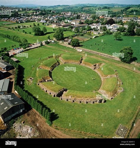 roman amphitheatre caerleon wales aerial view stock photo  alamy