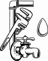 Plumbing Drawing Clip Plumber Clipart Tools Drawings Faucet Wrench Print Vector Getdrawings Occupations Sign sketch template