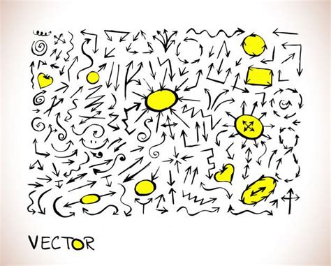 black and yellow doodle arrow sign icon arrow signs