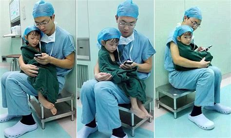 Male Surgeon Calms A 2 Year Old Girl Sobbing In Fear Before Her Heart