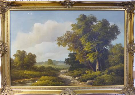 chilton landscape oil  canvas signed cm  cm framed