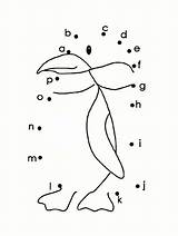 Dot Dots Printable Coloring Pages Penguin Kids Worksheets Alphabet Categories Children sketch template