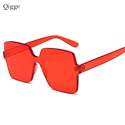 2020 fashion rimless square sunglasses women square frame clear