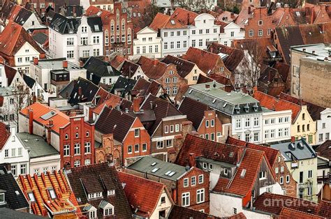 Aerial View Of Old German Town Of Lubeck Photograph By