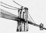 Brooklyn Bridge Vector Drawn Hand Illustration Stock Depositphotos sketch template