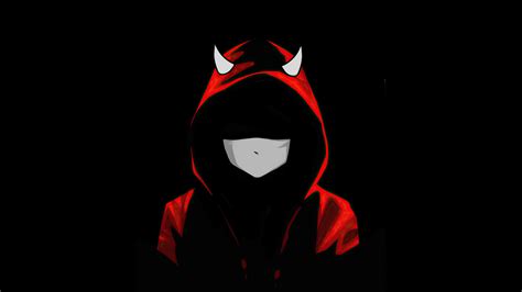 wallpaper devil boy  mask red hoodie dark full