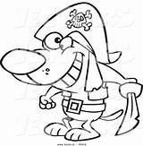 Cartoon Pirate Dog Coloring Sword Holding Vector Outlined Leishman Ron Royalty sketch template