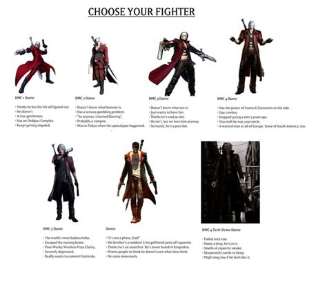 Choose Your Fighter Dmc Dante Dmc 2 Dante Dmc 3 Dante Thinks He Has