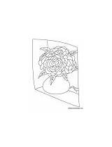 Peony Coloring Vase Pink sketch template