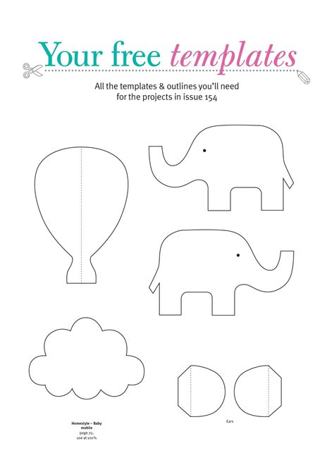 printable stuffed elephant pattern template  printable