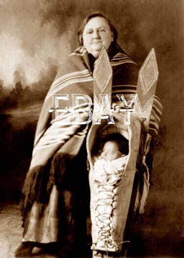 Sioux Native American Indian White Captive With Cradle Board And Papoose
