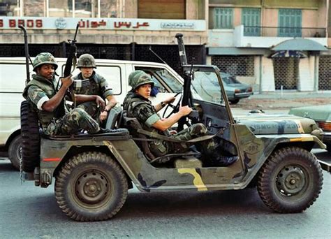 marines patrolling  streets  beirut lebanon   militarymashupcom military jeep