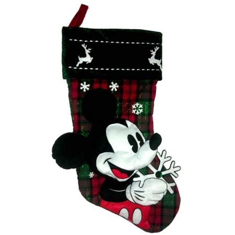 disney christmas holiday stocking plaid mickey mouse