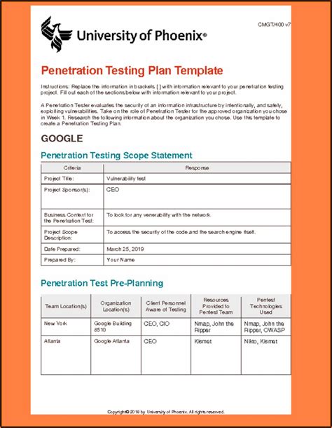 penetration testing plan  template  resume examples ojyqeyzyzl